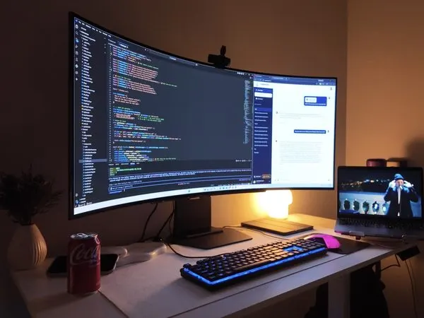 Dev setup with ultrawide and code